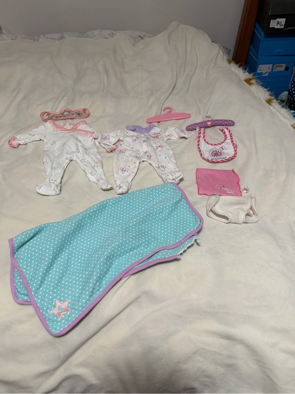 American Girl Bitty Baby 9 Piece Sleeper Blanket Set